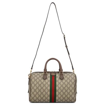 GUCCI Ophidia Canvas With Leather Binding One Shoulder Crossbody Canvas Bag Handbag Medium Size Women's Brown 772065-96IWG-8745 size 20*16.5*31 cm