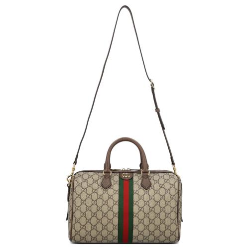 GUCCI Ophidia Canvas With Leather Binding One Shoulder Crossbody Canvas Bag Handbag Medium Size Women's Brown 772065-96IWG-8745 size 20*16.5*31 cm