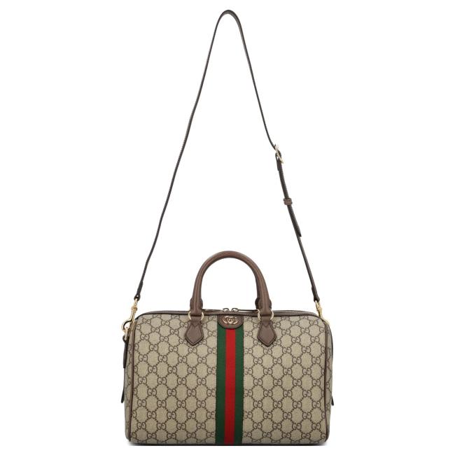 GUCCI Ophidia Canvas With Leather Binding One Shoulder Crossbody Canvas Bag Handbag Medium Size Women's Brown 772065-96IWG-8745 size 20*16.5*31 cm