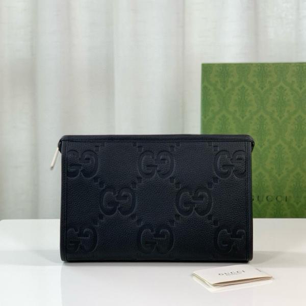 GUCCI Leather Clutch Large Size Men's Black 739490-AABY0-1000 size 28.5*9*18 cm