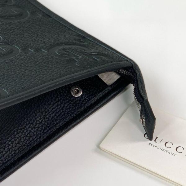 GUCCI Leather Clutch Large Size Men's Black 739490-AABY0-1000 size 28.5*9*18 cm
