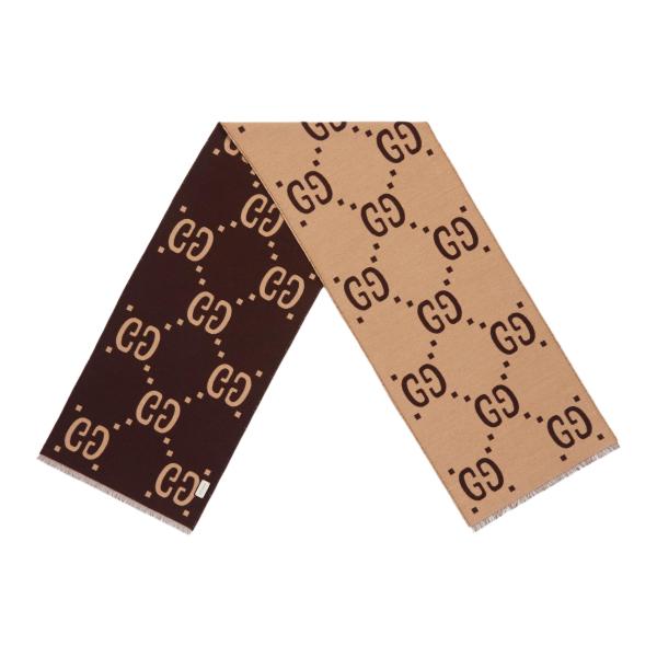 GUCCI Wool Knit Scarves Brown 35*190 cm