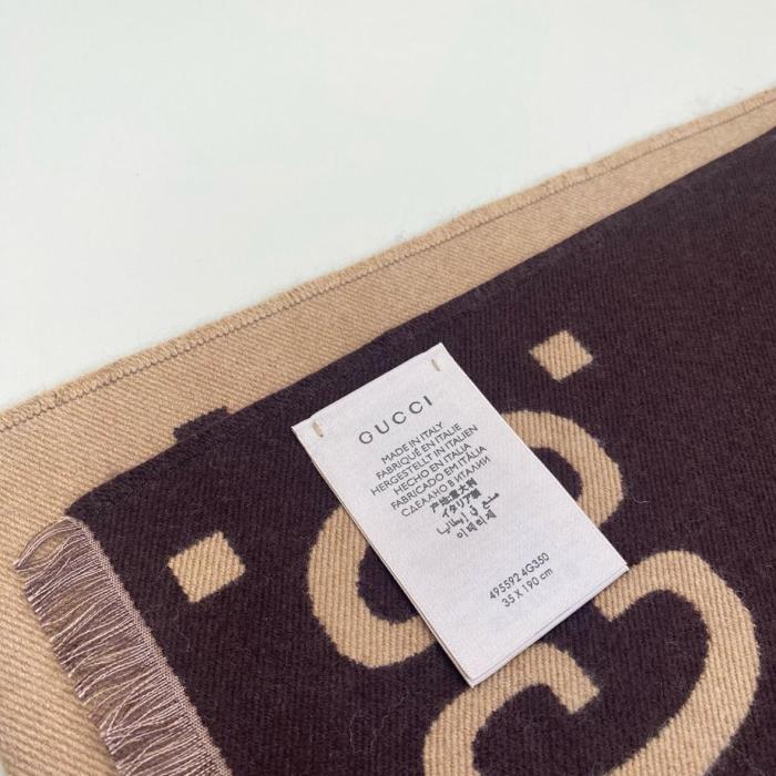 GUCCI Wool Knit Scarves Brown 35*190 cm