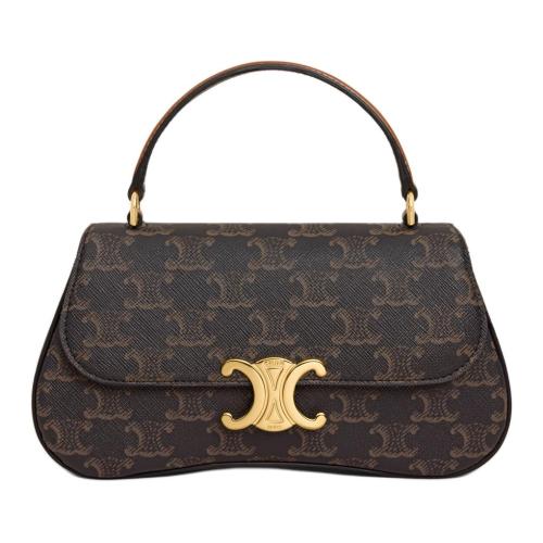 CELINE Logo Print Cow Leather Shoulder Bag, Crossbody Bag, Handbag Women's Tawny 119532FN1-04LU size 20*5*11.5 cm