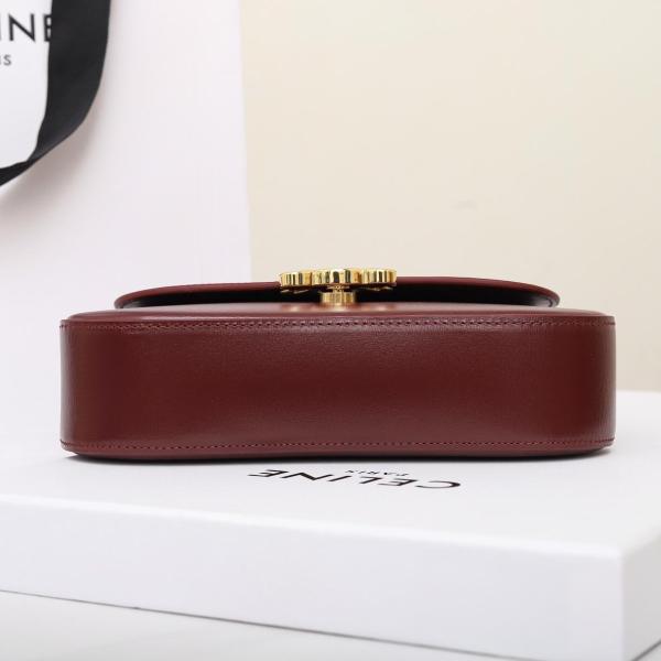 CELINE Calfskin Shoulder Bag, Crossbody Bag, Handbag Women's Light Burgundy 119533BF4-28LB size 20*5*11.5 cm