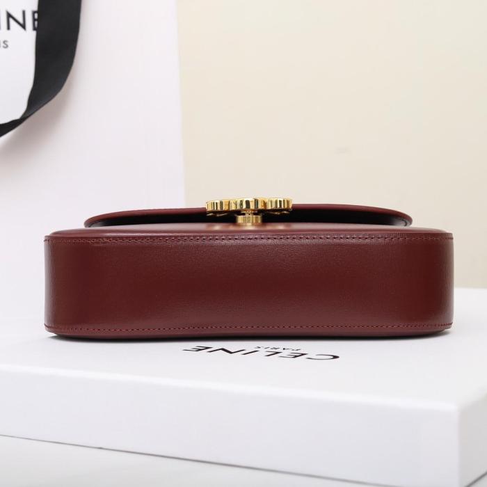 CELINE Calfskin Shoulder Bag, Crossbody Bag, Handbag Women's Light Burgundy 119533BF4-28LB size 20*5*11.5 cm