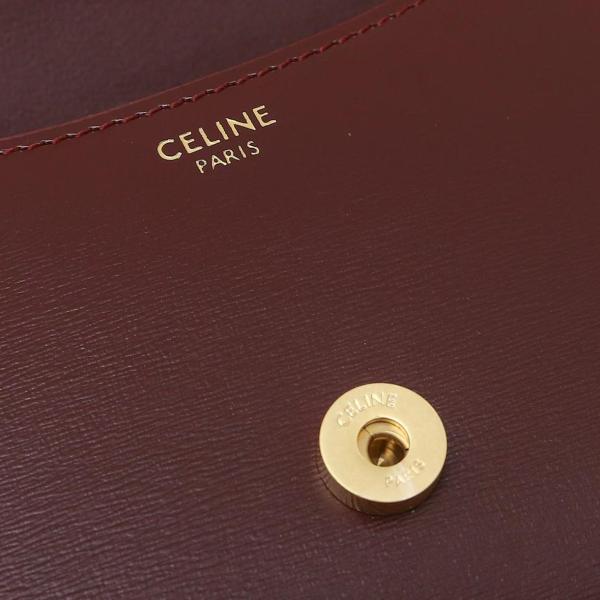 CELINE Calfskin Shoulder Bag, Crossbody Bag, Handbag Women's Light Burgundy 119533BF4-28LB size 20*5*11.5 cm