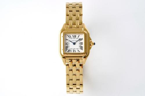 CARTIER Quartz Movement 30m Waterproof Women's Watch 23*30mm White Dial 18K Gold Watch Case