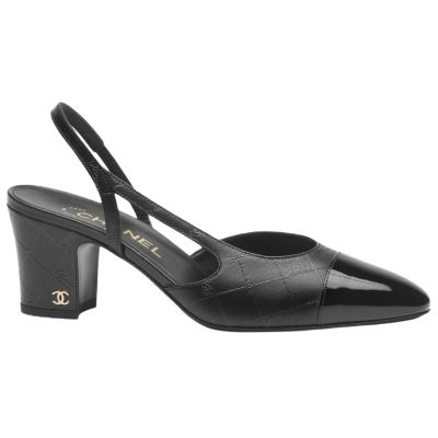CHANEL Chunky Heel High Heels 6.5cm Women's Black