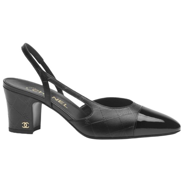 CHANEL Chunky Heel High Heels 6.5cm Women's Black