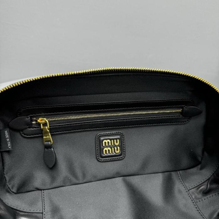 MIU MIU Matelassé Soft Sheep Leather Shoulder Bag, Crossbody Bag, Handbag Women's Black 5BB148-N88-F0002-V-OOT size 27*9*12 cm