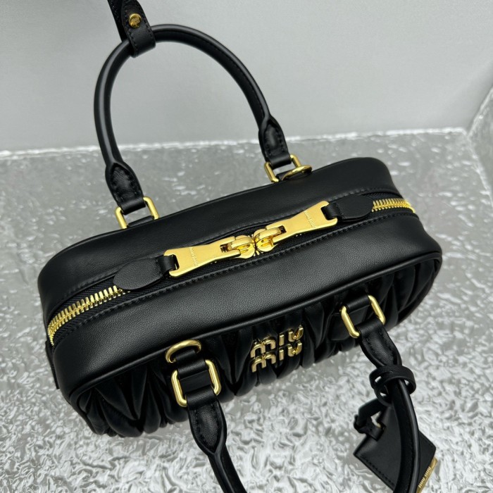 MIU MIU Matelassé Soft Sheepskin Leather Shoulder Bag, Crossbody Bag, Handbag Women's Black 5BB142-N88-F0002-V-OOT size 22*7.5*10.5 cm