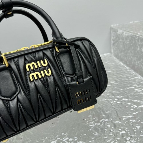 MIU MIU Matelassé Soft Sheepskin Leather Shoulder Bag, Crossbody Bag, Handbag Women's Black 5BB142-N88-F0002-V-OOT size 22*7.5*10.5 cm