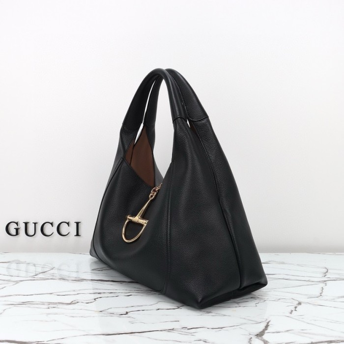 GUCCI Grained Leather Shoulder Bag Large Size Women's Black 837466-AAEAO-1000 size 46*16*26 cm