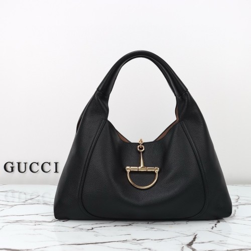 GUCCI Grained Leather Shoulder Bag Large Size Women's Black 837466-AAEAO-1000 size 46*16*26 cm