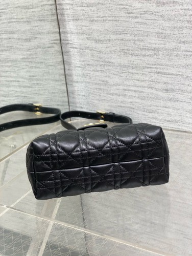 DIOR Jolie Wicker Pattern Sheepskin Shoulder Bag, Crossbody Bag, Handbag Mini Women's Black S3123UNJB-M900 size 18.5*8.5*13 cm