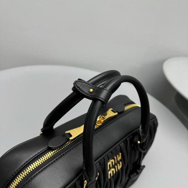 MIU MIU Matelassé Soft Sheep Leather Shoulder Bag, Crossbody Bag, Handbag Women's Black 5BB148-N88-F0002-V-OOT size 27*9*12 cm