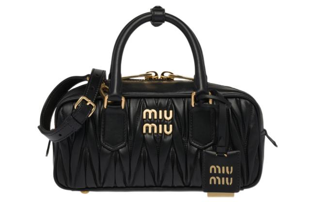 MIU MIU Matelassé Soft Sheepskin Leather Shoulder Bag, Crossbody Bag, Handbag Women's Black 5BB142-N88-F0002-V-OOT size 22*7.5*10.5 cm