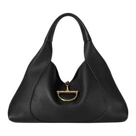 GUCCI Grained Leather Shoulder Bag Large Size Women's Black 837466-AAEAO-1000 size 46*16*26 cm