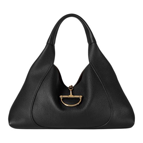 GUCCI Grained Leather Shoulder Bag Large Size Women's Black 837466-AAEAO-1000 size 46*16*26 cm