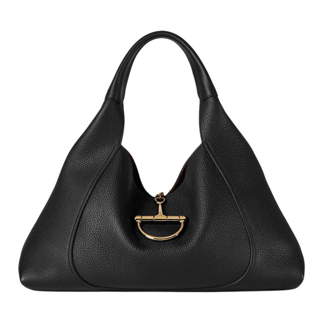GUCCI Grained Leather Shoulder Bag Large Size Women's Black 837466-AAEAO-1000 size 46*16*26 cm