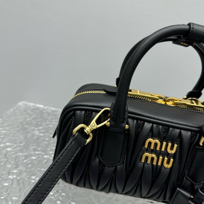 MIU MIU Matelassé Soft Sheepskin Leather Shoulder Bag, Crossbody Bag, Handbag Women's Black 5BB142-N88-F0002-V-OOT size 22*7.5*10.5 cm