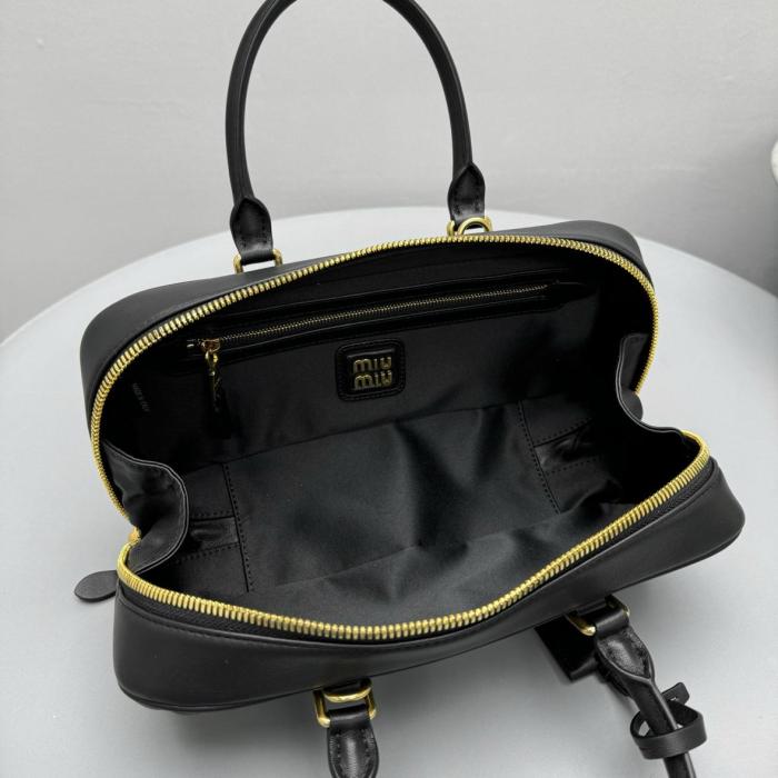 MIU MIU Matelassé Soft Sheep Leather Shoulder Bag, Crossbody Bag, Handbag Women's Black 5BB148-N88-F0002-V-OOT size 27*9*12 cm