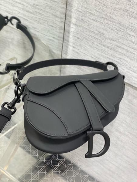 DIOR Ultra Matte Calfskin Saddle Bag, One Shoulder Handbag Mini Women's Black M0456SLLO-M989 size 19*5*16 cm