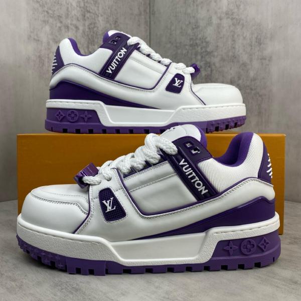 LOUIS VUITTON Trainer Maxi Little Chubby Ding Low Top Skateboard Shoes Unisex White Purple