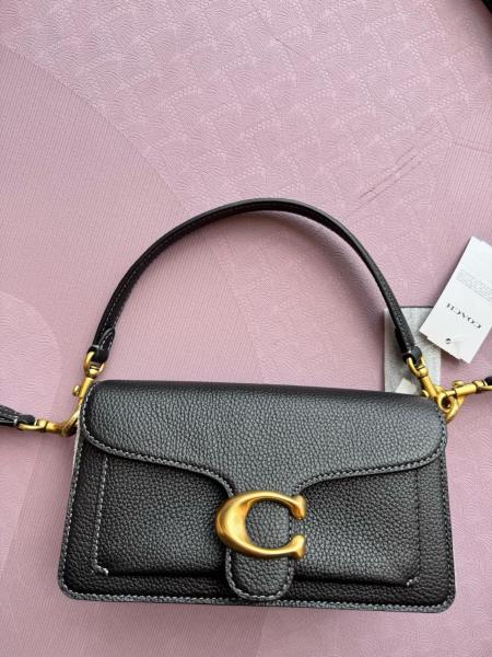 COACH Tabby Polished Pebble Leather Shoulder Bag Small Women's Black CY201-B4BK size 19.68*6.98*10.79 cm