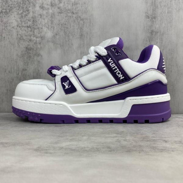 LOUIS VUITTON Trainer Maxi Little Chubby Ding Low Top Skateboard Shoes Unisex White Purple