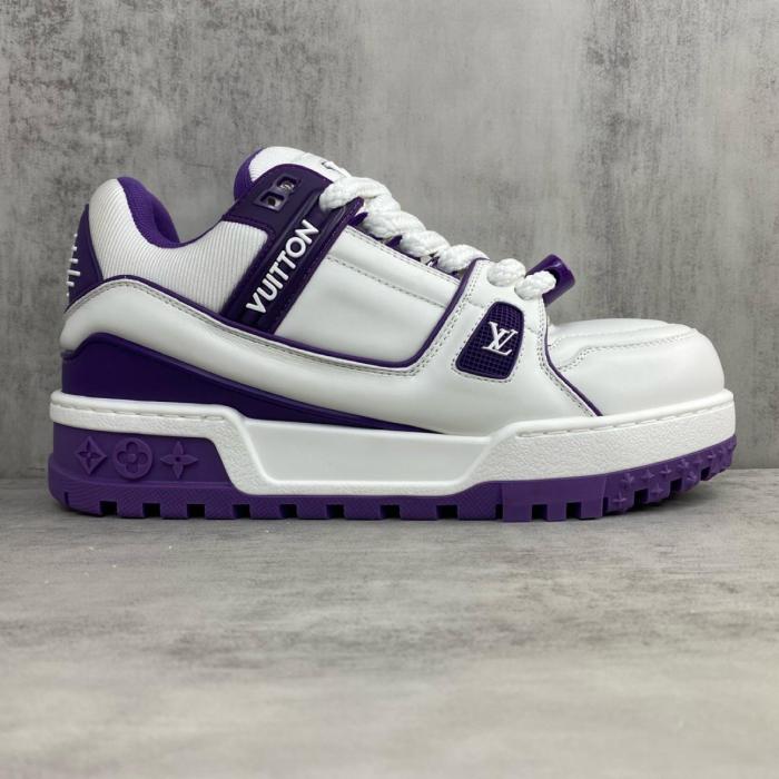 LOUIS VUITTON Trainer Maxi Little Chubby Ding Low Top Skateboard Shoes Unisex White Purple