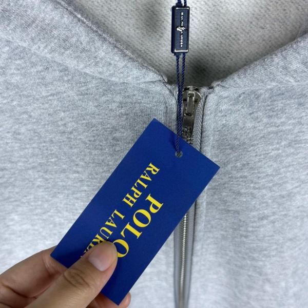 Polo Ralph Lauren Logo Embroidered Zipped Hoodie GREY