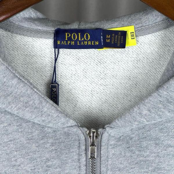Polo Ralph Lauren Logo Embroidered Zipped Hoodie GREY