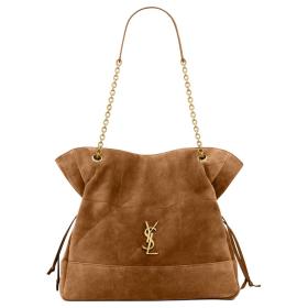 SAINT LAURENT Jamie Suede Handbag Women's Cognac Brandy 809824-1U8P7-2916 size 35*10*35 cm
