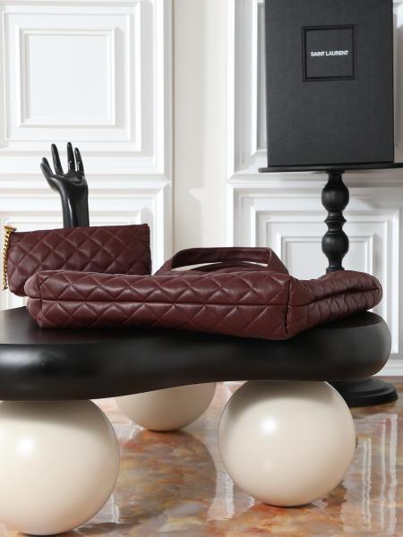 SAINT LAURENT Sheepskin Tote Bag, Shopping Bag, Handbag Women's Cabernet Sauvignon Red 698651-AAANG-6195 size 55/37*5*43 cm