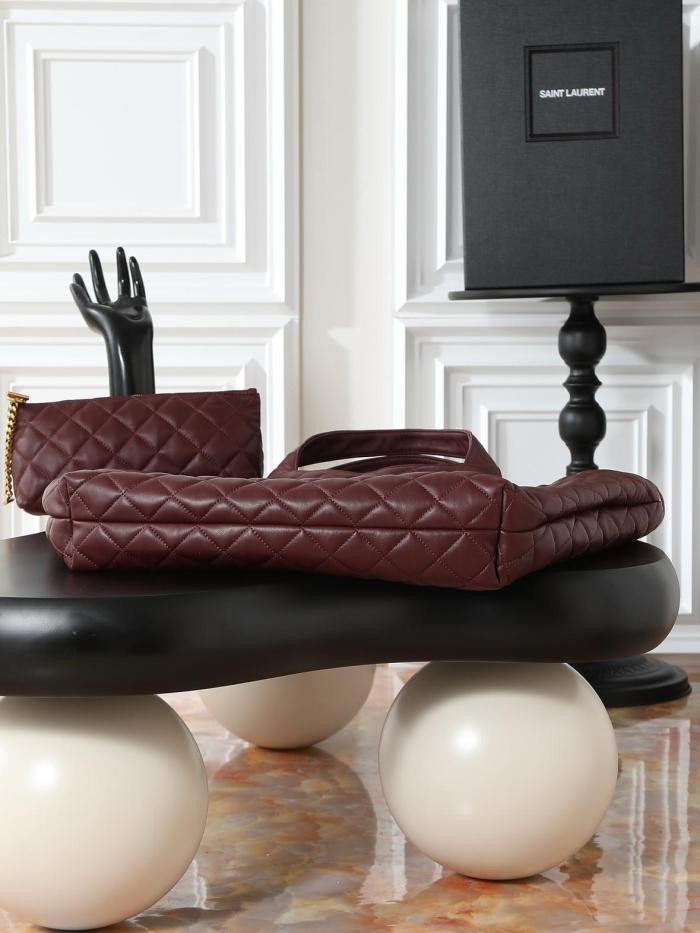 SAINT LAURENT Sheepskin Tote Bag, Shopping Bag, Handbag Women's Cabernet Sauvignon Red 698651-AAANG-6195 size 55/37*5*43 cm