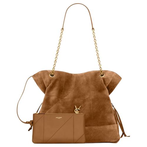 SAINT LAURENT Jamie Suede Handbag Women's Cognac Brandy 809824-1U8P7-2916 size 35*10*35 cm