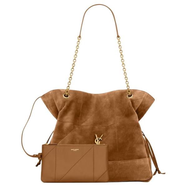 SAINT LAURENT Jamie Suede Handbag Women's Cognac Brandy 809824-1U8P7-2916 size 35*10*35 cm