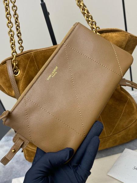SAINT LAURENT Jamie Suede Handbag Women's Cognac Brandy 809824-1U8P7-2916 size 35*10*35 cm