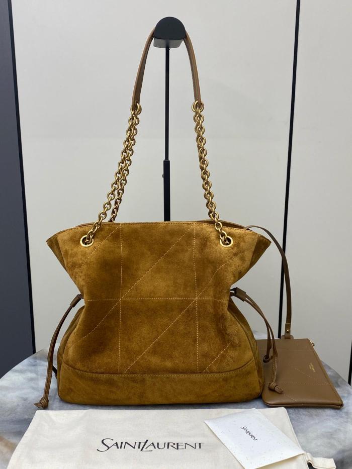 SAINT LAURENT Jamie Suede Handbag Women's Cognac Brandy 809824-1U8P7-2916 size 35*10*35 cm