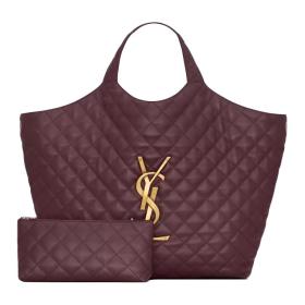 SAINT LAURENT Sheepskin Tote Bag, Shopping Bag, Handbag Women's Cabernet Sauvignon Red 698651-AAANG-6195 size 55/37*5*43 cm