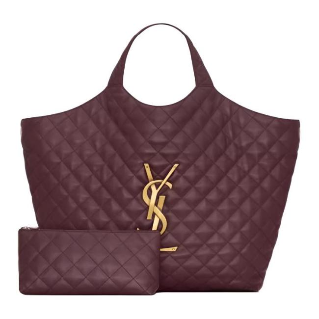 SAINT LAURENT Sheepskin Tote Bag, Shopping Bag, Handbag Women's Cabernet Sauvignon Red 698651-AAANG-6195 size 55/37*5*43 cm