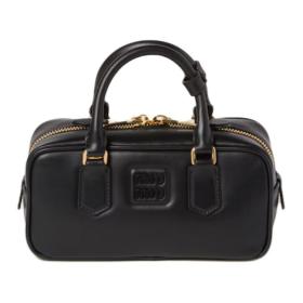 MIU MIU Arcadie Series Leather Handbag Women's Black 5BB142_2CR3_F0002_V_OON size 22*7.5*10.5 cm