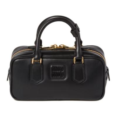 MIU MIU Arcadie Series Leather Handbag Women's Black 5BB142_2CR3_F0002_V_OON size 22*7.5*10.5 cm