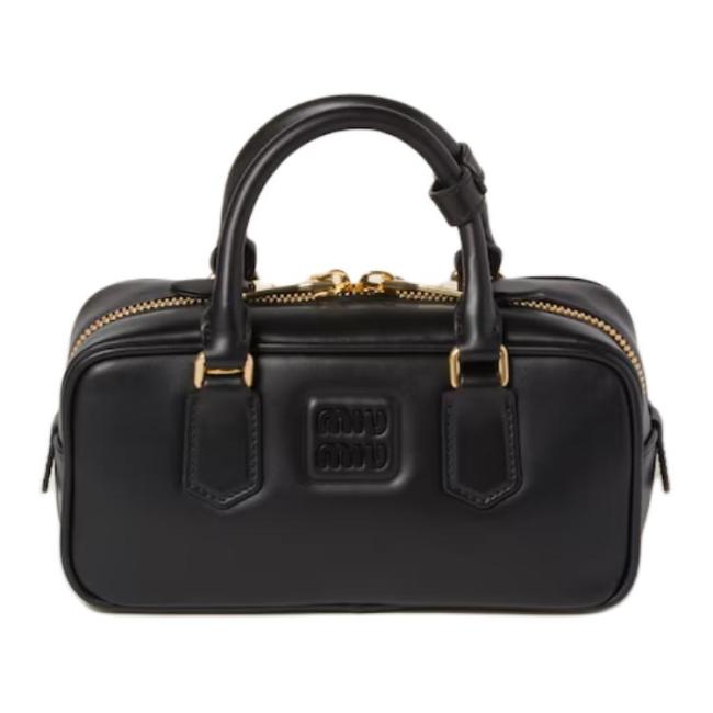 MIU MIU Arcadie Series Leather Handbag Women's Black 5BB142_2CR3_F0002_V_OON size 22*7.5*10.5 cm
