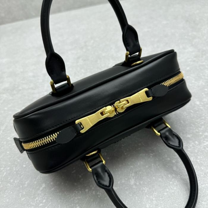 MIU MIU Arcadie Series Leather Handbag Women's Black 5BB142_2CR3_F0002_V_OON size 22*7.5*10.5 cm
