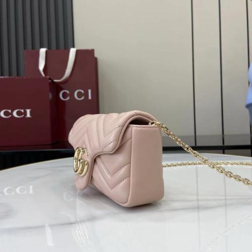 GUCCI GG Marmont Nappa Leather Crossbody Bag, Shoulder Bag Mini Women's Pink Beige 841290-AAFAX-5753 size 16.5*4.5*9.5 cm
