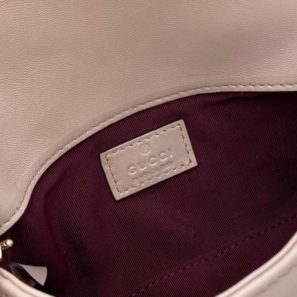 GUCCI GG Marmont Nappa Leather Crossbody Bag, Shoulder Bag Mini Women's Pink Beige 841290-AAFAX-5753 size 16.5*4.5*9.5 cm