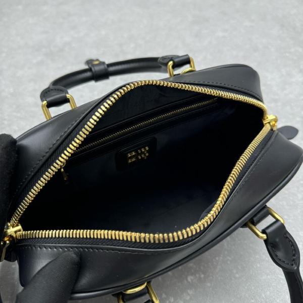 MIU MIU Arcadie Series Leather Handbag Women's Black 5BB142_2CR3_F0002_V_OON size 22*7.5*10.5 cm